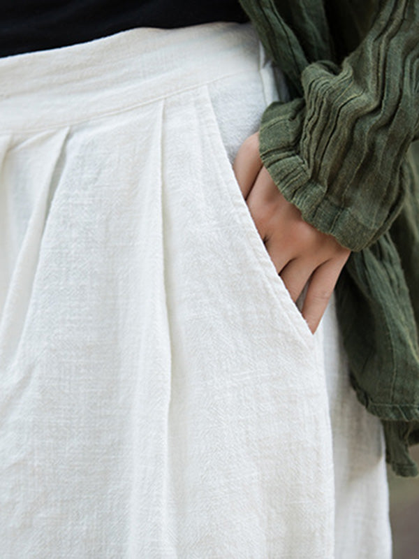Pleated Split-Joint High Waisted Loose Trousers Pants
