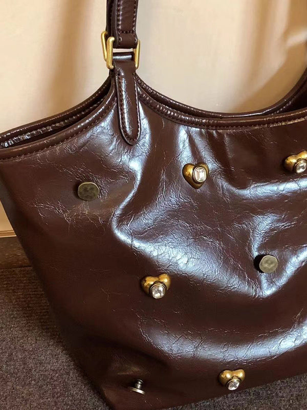 Buckle Rhine Stones Zipper Handbags