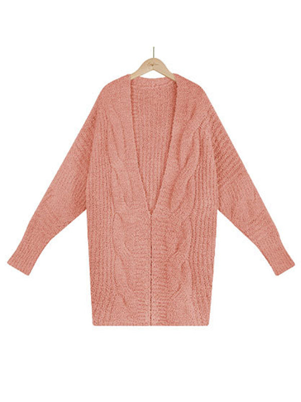 Casual Batwing Sleeves Loose Solid Color Cardigan Tops