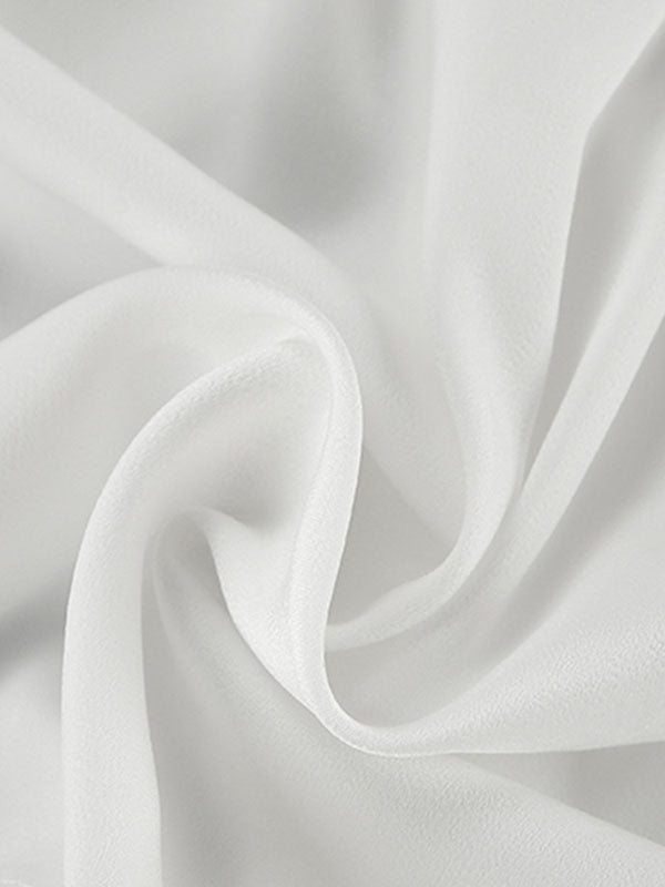Elasticity Pleated Solid Color Split-Joint Loose Puff Sleeves V-Neck Blouses&Shirts Tops