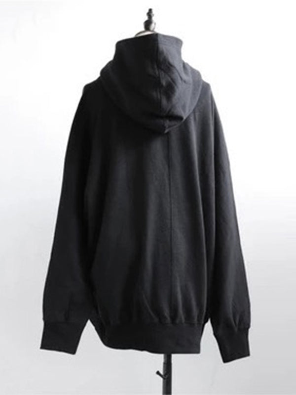 Solid Color Zipper Hooded Long Sleeves High-neck Outerwear Jackets