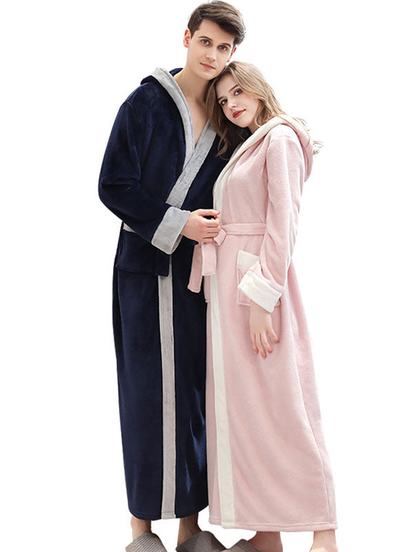 Comfortable Hooded Bandage Warm Pajama Robe