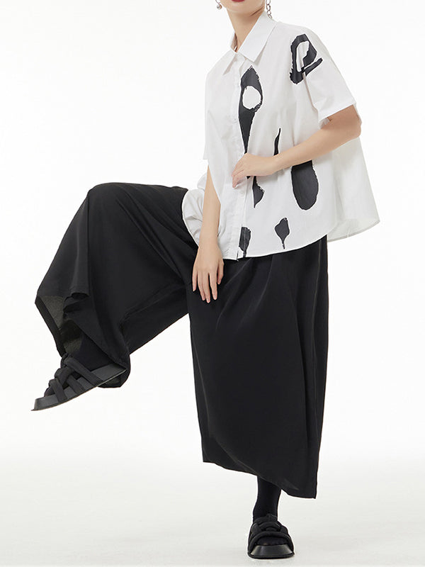 Printed Loose Short Sleeves Lapel Shirts Tops