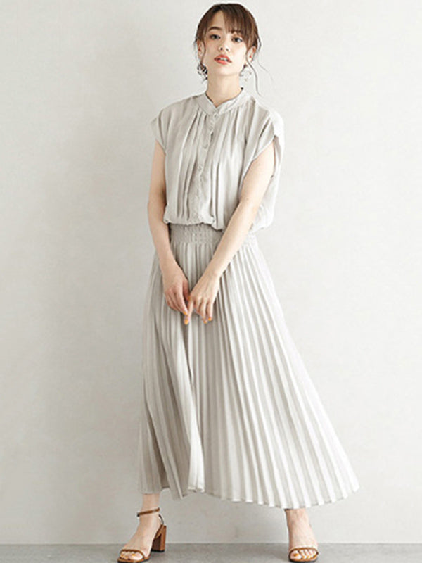 Chiffon 5 Colors Loose Pleated Split-Joint Dress