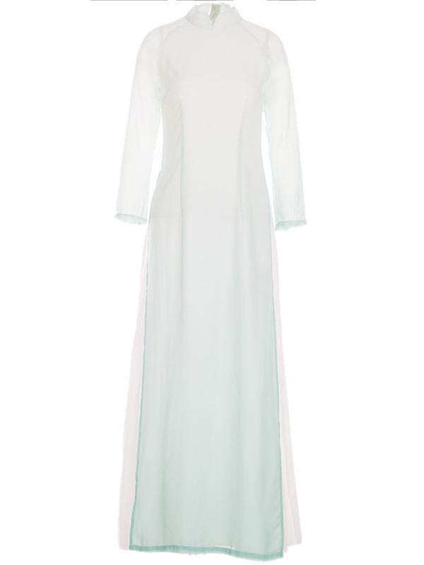Gradient Green Split-side Long Ao Dai Cheongsam Dress
