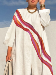 Striped Long Sleeves Loose Jumpsuits