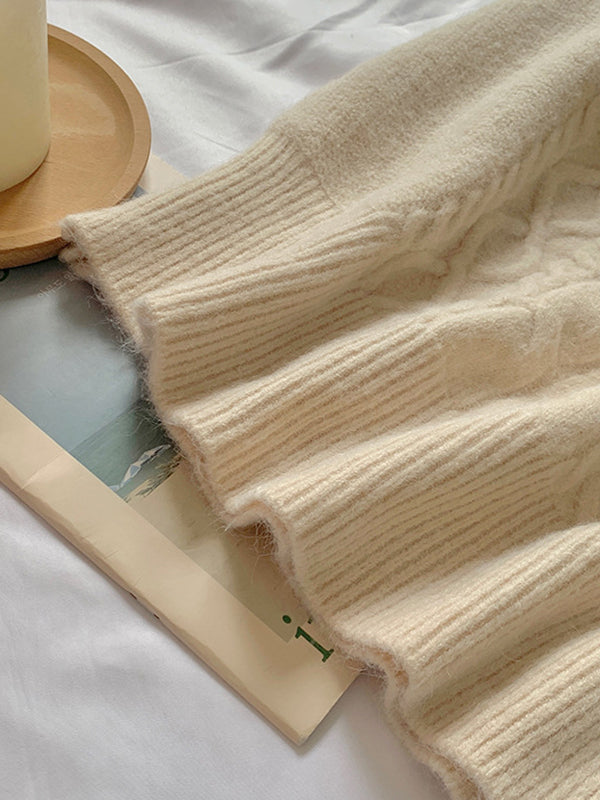 Urban Knitting Solid Color Square-Neck Sweater