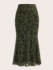 Elasticity Flower Print Bodycon High Waisted Skirts