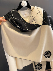 Original Floral Printed Contrast Color Shawl&Scarf