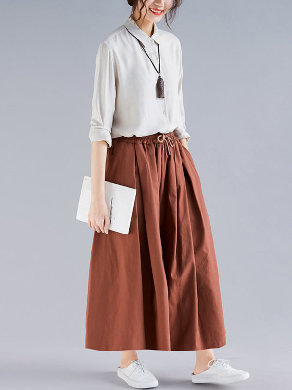 Urban Drawstring High Waisted Wide Leg Pants Culotte