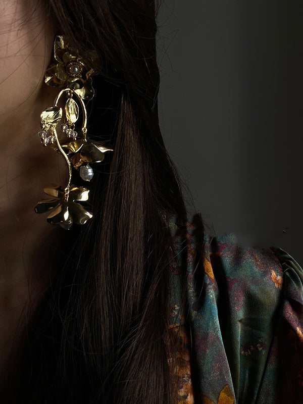 Flower Shape Solid Color Earrings Accessories Drop Earrings