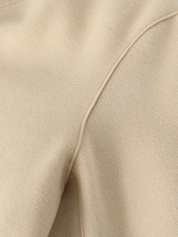 Original Stylish Loose Long Sleeves Solid Color Woolen Coats