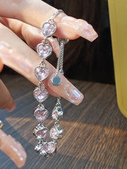 Adjustable Heart Shape Rhine Stones Shiny Bracelet Accessories