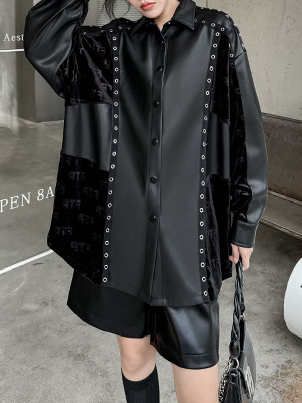 Buttoned Split-Joint High-Low Long Sleeves Lapel Blouses&Shirts Tops