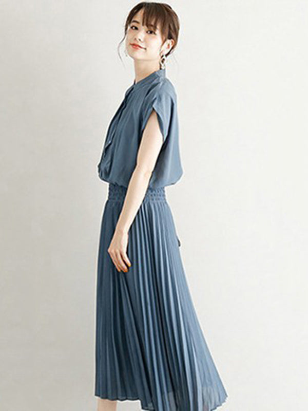 Chiffon 5 Colors Loose Pleated Split-Joint Dress