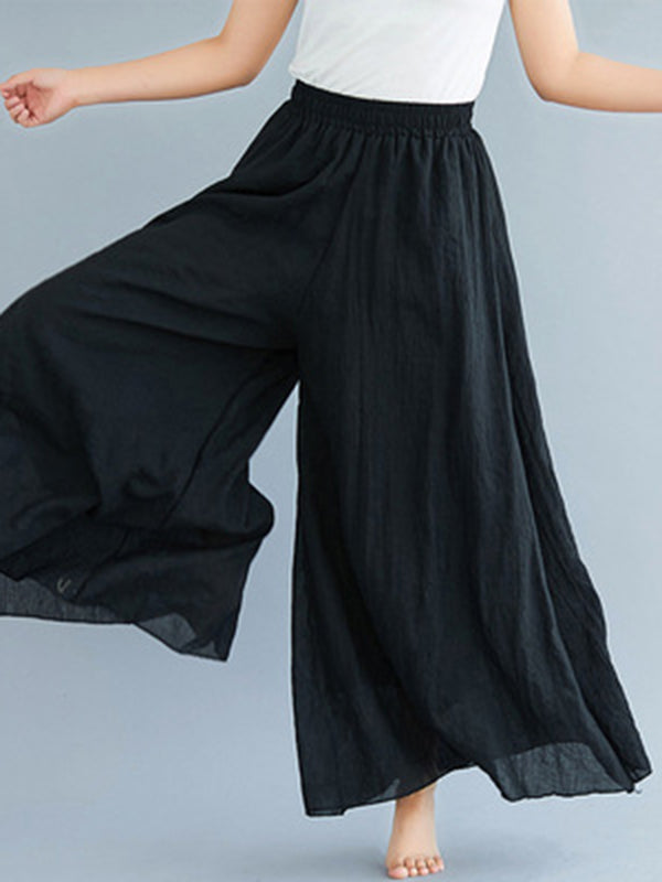 Elasticity Solid Color Loose Wide Leg Trousers Pants Culotte