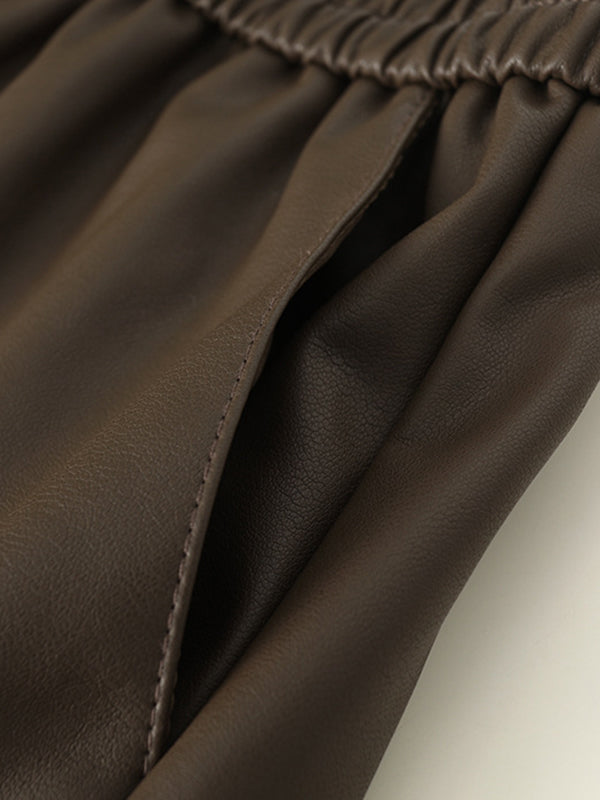 Original Loose Wide Leg Elasticity Solid Color Shorts Bottoms