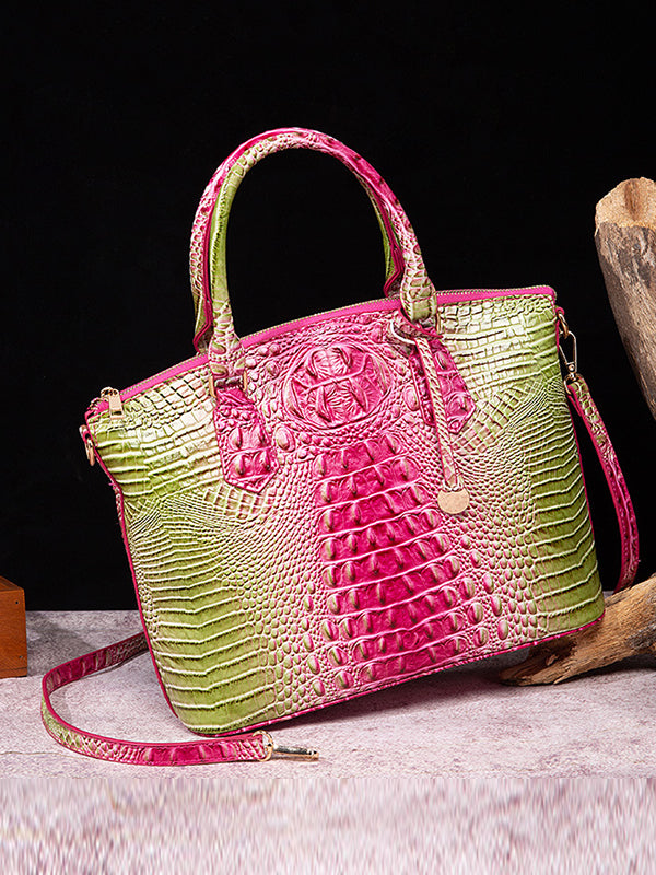 Alligator Print Pleated Split-Joint Handbags Bags