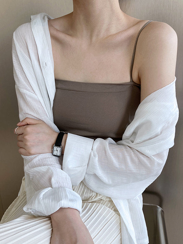 Simple Casual Solid Color Spaghetti-Neck Vest Top