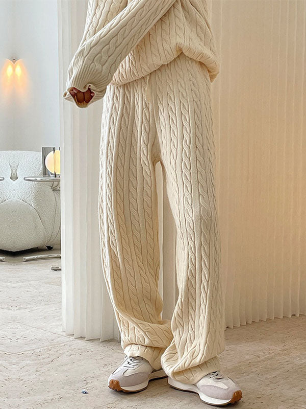 Original Creation Wide Leg Loose Jacquard Solid Color Casual Pants Bottoms