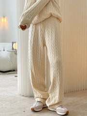 Original Creation Wide Leg Loose Jacquard Solid Color Casual Pants Bottoms