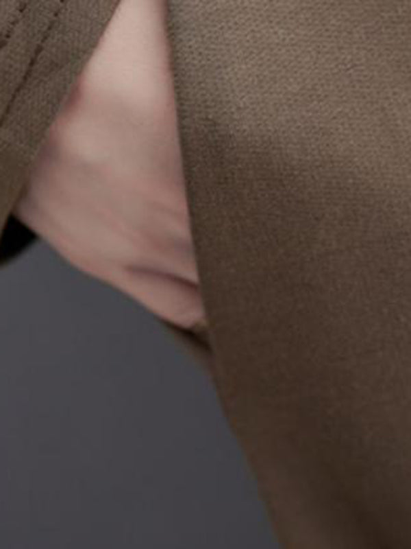 Casual Loose Long Sleeves Solid Color Stand Collar Midi Dresses