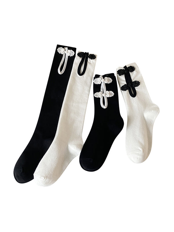Casual Hollow Solid Color Disc Buckle Socks Accessories