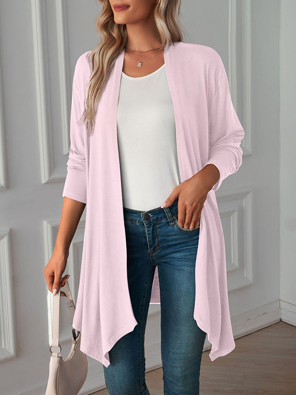 Solid Color Long Sleeves Loose Statement Collar Outerwear