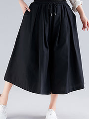 Urban Drawstring High Waisted Wide Leg Pants Culotte