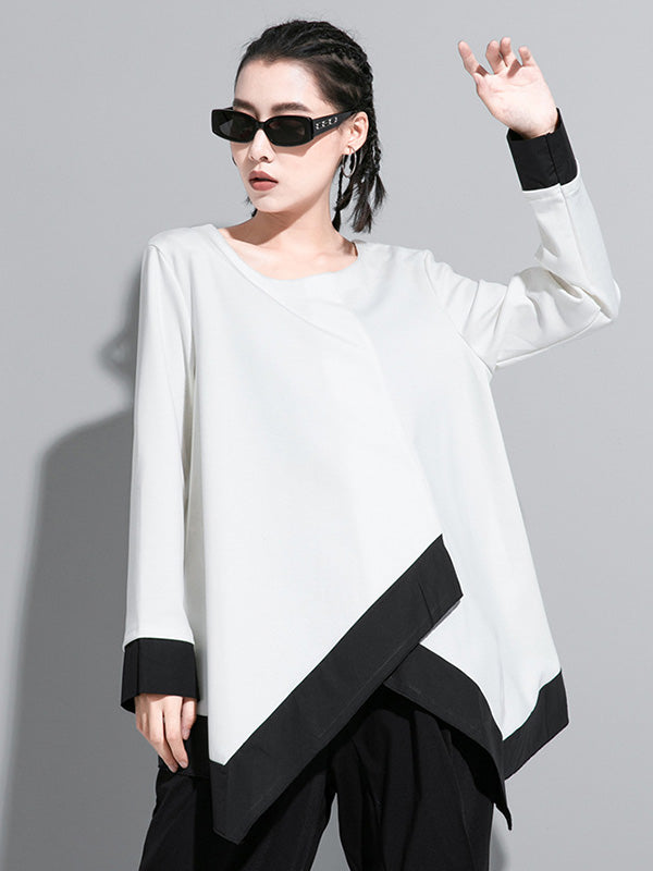 Original Asymmetric Split-Joint Round-Neck T-Shirt