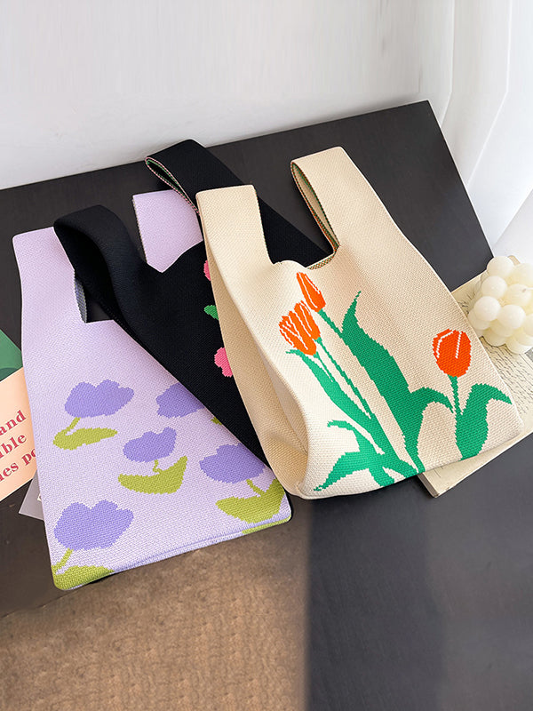 Floral Printed Woven Handbag Bags Accessories