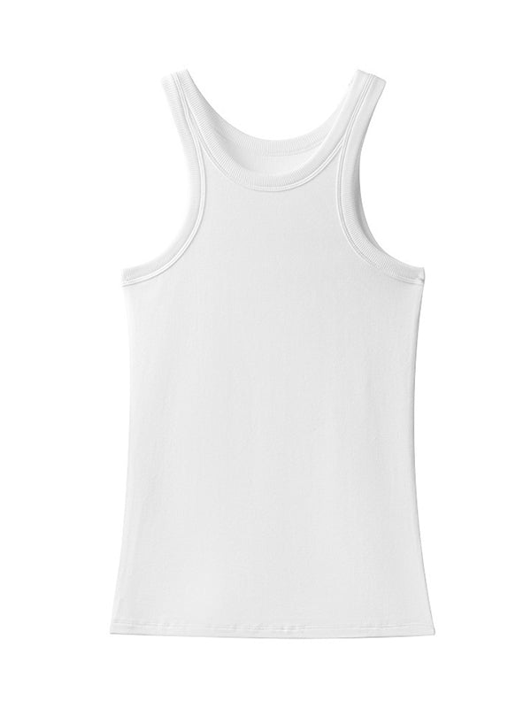 Solid Color Skinny Sleeveless Round-Neck Vest Top