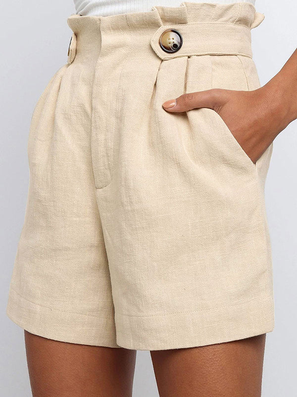 Pleated Split-Joint High Waisted Loose Shorts Bottoms