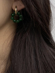 Vintage Asymmetric Green Stone Earrings Accessories