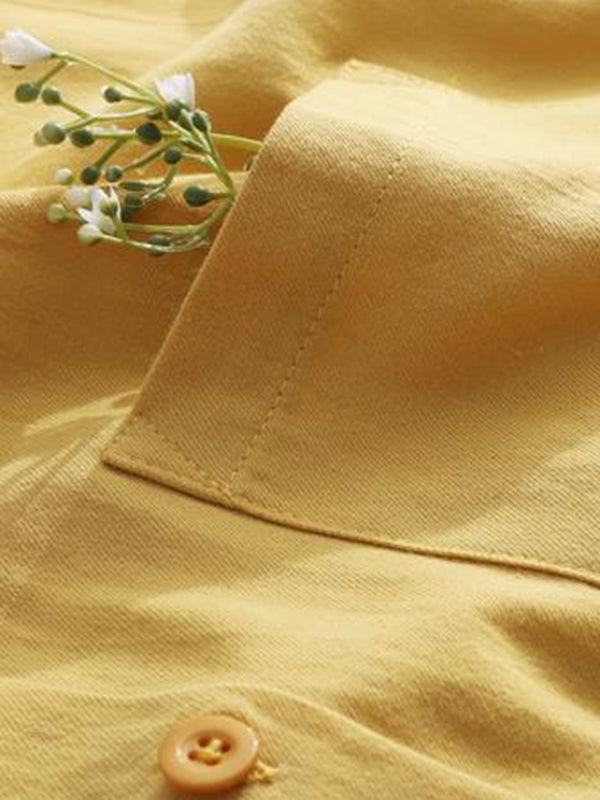 Solid Color High-low Long Sleeves Lapel Shirts Tops