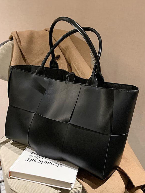 Solid Color Split-Joint Tote Bags Handbags Bags