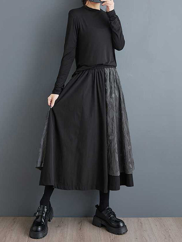 Elasticity Jacquard Pleated Pockets High Waisted Loose Wide Leg Pants Culotte