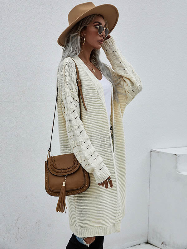 Urban Loose Solid Color Jacquard Cardigan Top