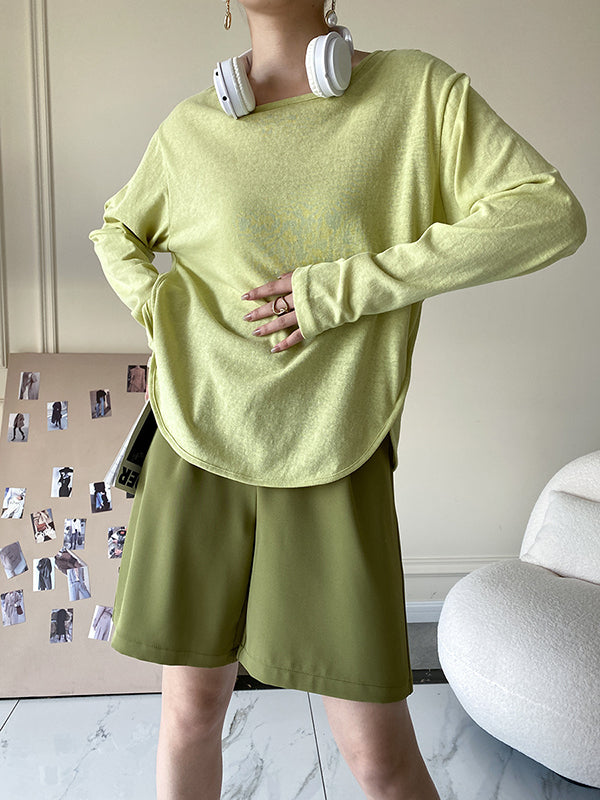 Simple Casual Loose Solid Color Sun-Protection T-Shirt Top