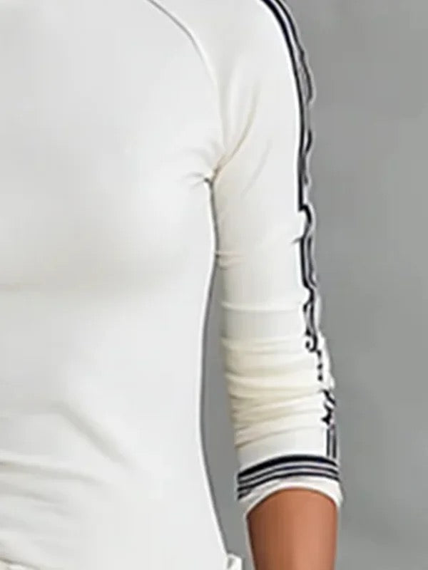 Long Sleeves Skinny Solid Color Mock Neck T-Shirts