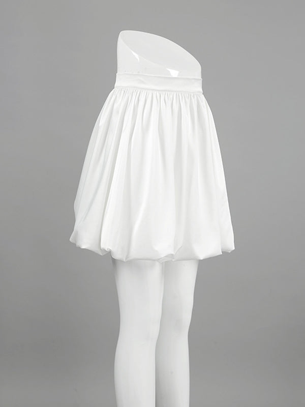 Pleated Solid Color Split-Joint A-Line Loose Skirts Bottoms