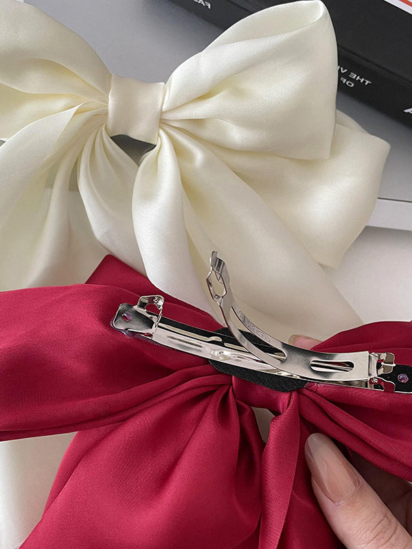 Bowknot Pleated Solid Color Hair Accessories French Barrette