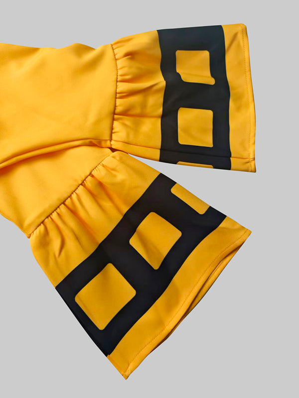 Flower Print Split-Joint A-Line Flared Sleeves Mock Neck Midi Dresses