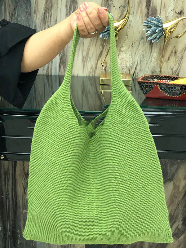 Solid Color Woven Handbag Bags
