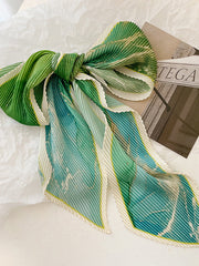 Vintage Tie-Dyed Silk Imitation Pleated Scarf