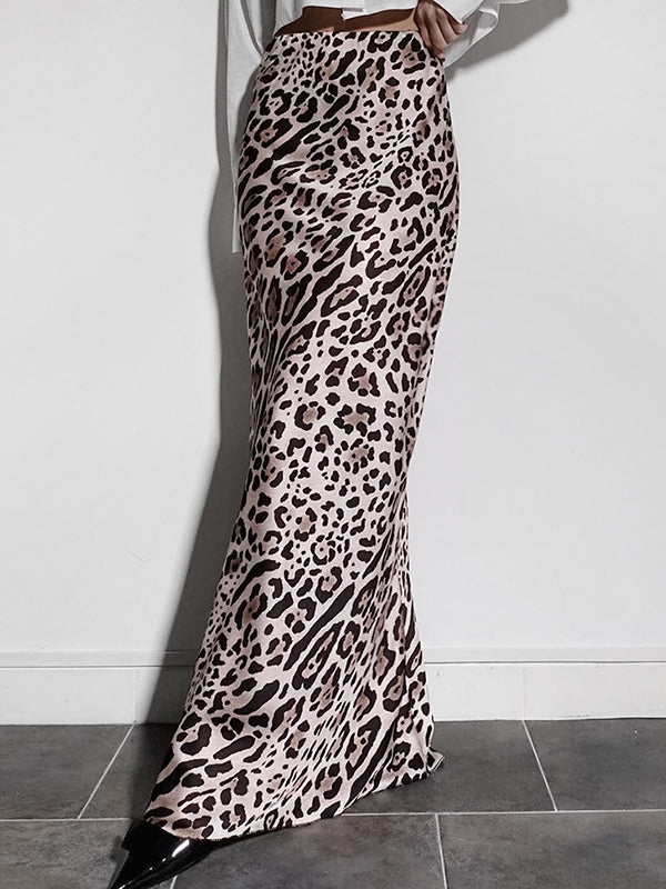 Leopard Zipper Bodycon High Waisted Skirts Bottoms