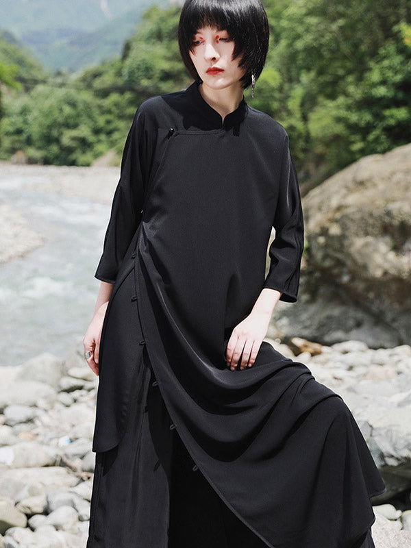 Vintage Solid Buckle Long Cheongsams