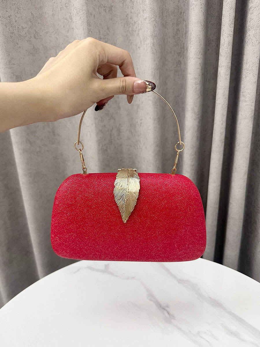 Chains Leaves Shape Lock Pleated Evening Bags & Clutches Crossbody Bags