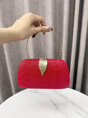 Chains Leaves Shape Lock Pleated Evening Bags & Clutches Crossbody Bags