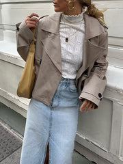 Split-Joint Long Sleeves Loose Lapel Jackets